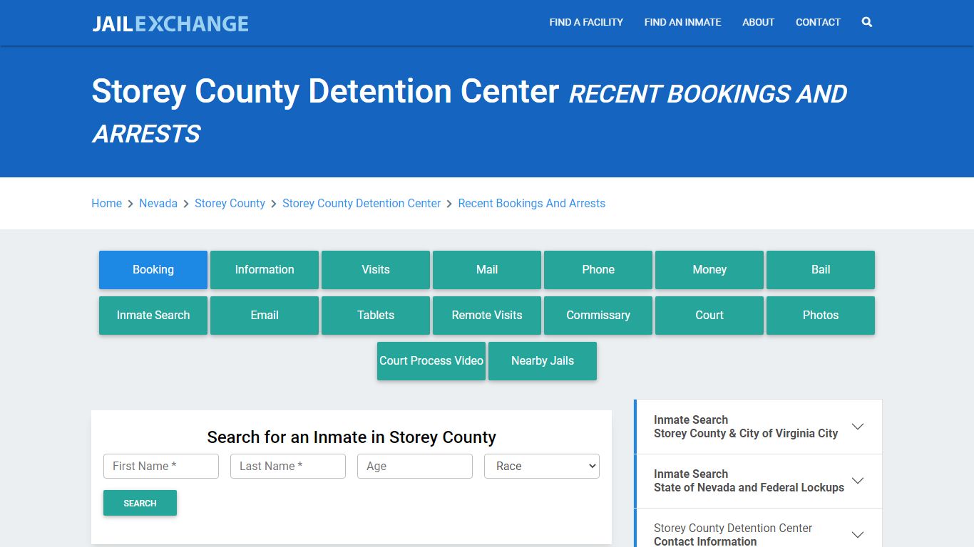 Storey County Detention Center Recent Bookings And Arrests - Jail Exchange