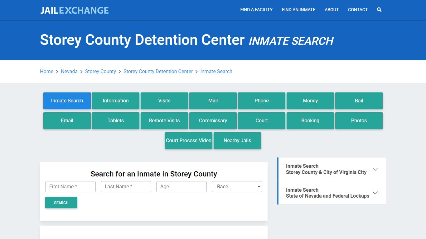 Storey County Detention Center Inmate Search - Jail Exchange