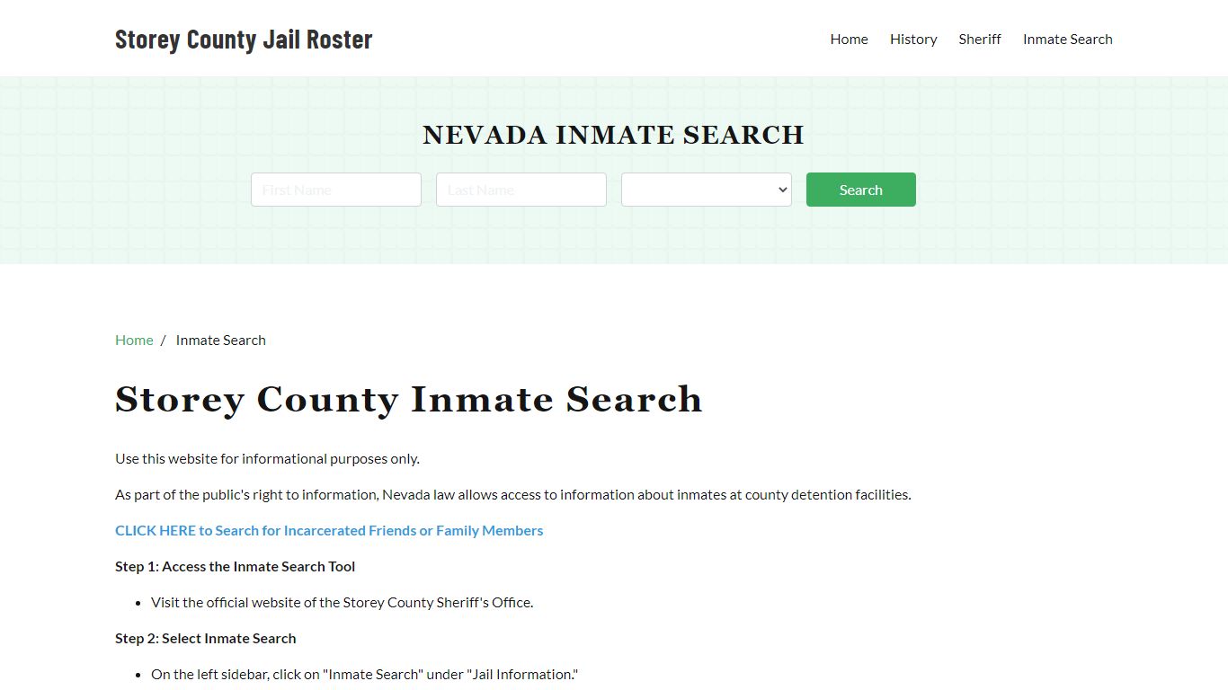 Storey County, NV Detainee Lookup