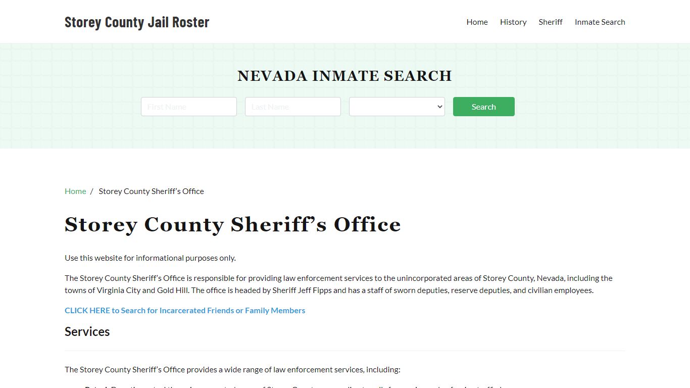 Storey County Sheriff Office, NV, Arrest Warrants Search