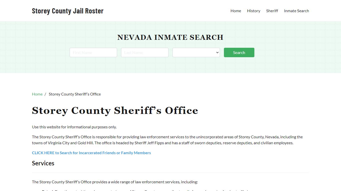 Storey County Sheriff Office, NV, Arrest Warrants Search